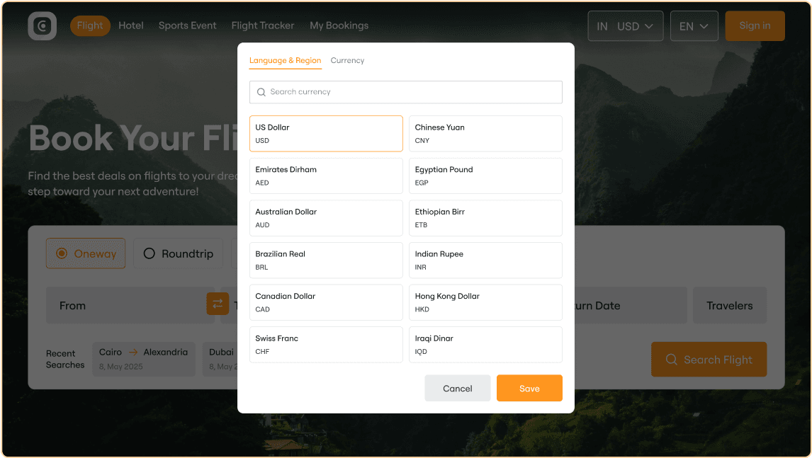 Multi Currency Language Support